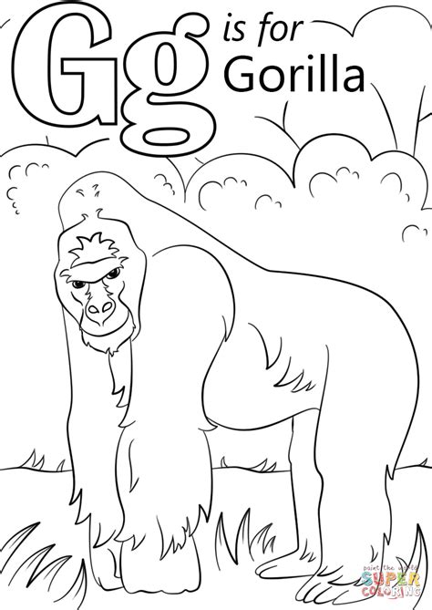 letter    gorilla coloring page  letter  category select