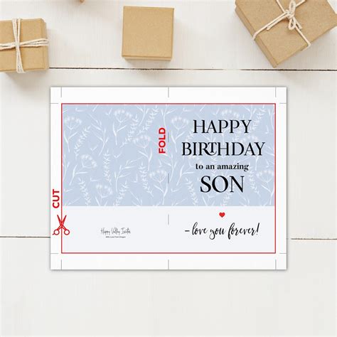 printable birthday card  son son birthday card instant etsy