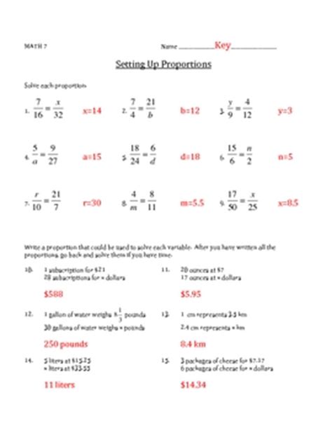 solving proportions worksheet algebra  worksheet resource plans
