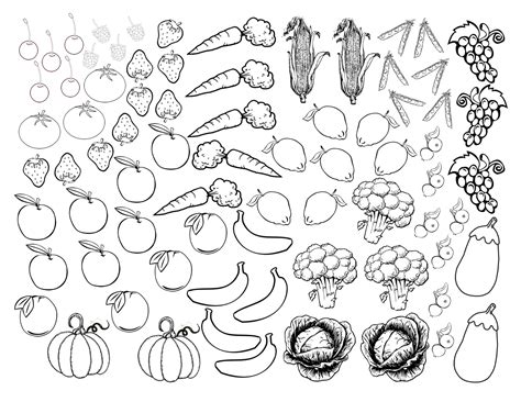 fruits  vegetables coloring pages  kids printable