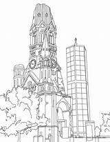 Coloring Pages Germany York Color Berlin Skyline Castle Wilhelm Kaiser Neuschwanstein Drawing Tower Famous Places Books Church Sketch Mets Clipart sketch template
