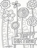 Birthday Coloring Happy Pages Doodle Printable Alley Cards Card Adults Print Adult Color Kids Flower Colouring Drawing Book Brithday Dad sketch template