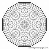 Coloring Pages Geometric Adult Patterns Mandala Fragment Sheets Pattern Temple sketch template