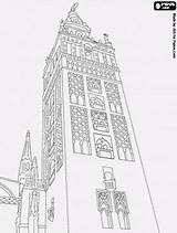 Giralda Sevilla La Coloring Almohad Spain Pages Cathedral Mosque Seville Landmarks Dessin Monument Minaret Monuments Drawing Torres Colouring Eid Color sketch template