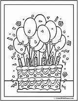Coloring Birthday Cake Pages Printable 6th Happy Cakes Pdf Personalized Printables Print Drawing Kids Colorwithfuzzy Color Card Balloons Sheet 7th sketch template