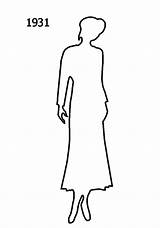 Outline Woman Silhouette Fashion Body Costume History Cliparts Clipart Silhouettes 1931 1930 Library Becuo 1933 Favorites Add sketch template