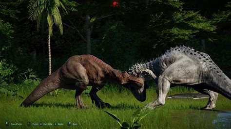 Indominus Rex Vs Tyrannosaurus Rex Jurassic World Evolution Youtube
