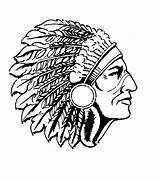 Indian Chief Head Clipart Native American Silhouette Warrior Mascot Headdress School Drawing High Cliparts Tattoo Logo Indians Chiefs Coloring Clip sketch template