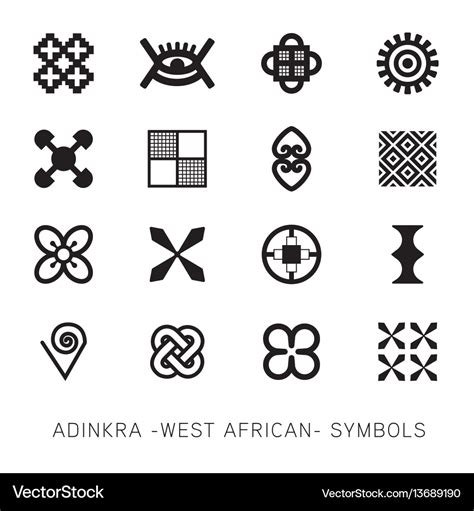 set    adinkra west african symbols vector image
