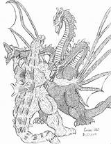 Godzilla Ghidorah Getdrawings Adora Colouring Sketches sketch template