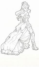Steampunk Belle Line Coloring Pages Disney Deviantart Drawing Punk Khallion Princess Adult Drawings Coloriage Princesses Beast Beauty Book Adults Colouring sketch template