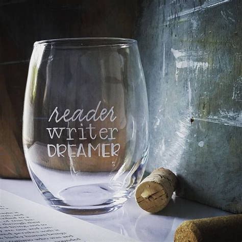 wine glass reader writer dreamer literary wine glasses t etsy
