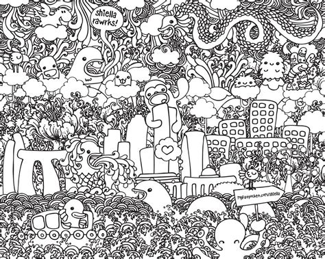 doodle art printables coloring pages  kids   adults