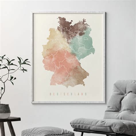 map  germany germany map poster germany art print office etsy