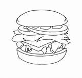 Hamburger Colouring Junk Cheeseburger Hamburgers sketch template