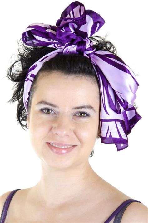 purple portrait   woman stock photo image  scarf