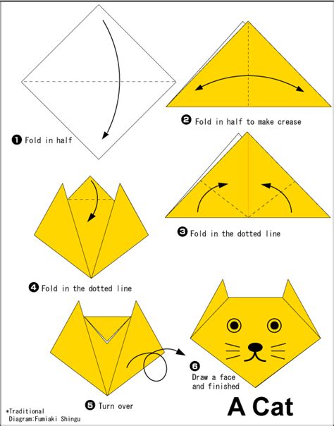 origami catface easy origami instructions  kids