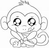 Monkey Coloring Pages Cute Baby Color Getcolorings Print Printable sketch template