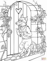 Coloring House Knocks Wolf Door Pages Grandmother Grandmothers sketch template