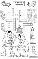 Virgins Ten Bible Parables Parable Jesus Coloring Kids School Sunday Sheets Activities Crossword Crafts Pages Story Church Lessons Bridesmaids Bridesmaid sketch template
