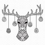 Deer Christmas Coloring Pages Mandala Creativemarket Zendoodle sketch template