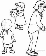 Coloring Caillou Sister Thinking Mother Together Wecoloringpage Pages sketch template
