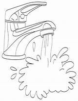 Water Tap Running Coloring Pages Kids sketch template