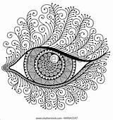 Eye Coloring Eyelashes Decorative Print Vector Meditation Relaxation Adult Book sketch template