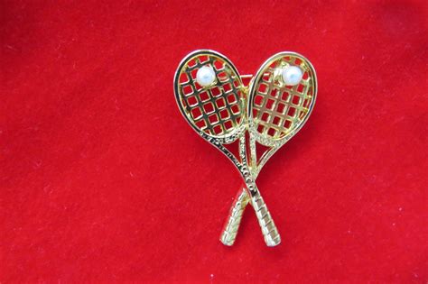 vintage tennis rackets brooch pin womens jewelry accessories scatter pin tennis play