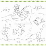 Fisherman Coloring Book Illustration Vector Preview sketch template