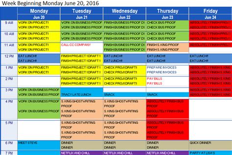 sample schedule    organized invoiceberry blog