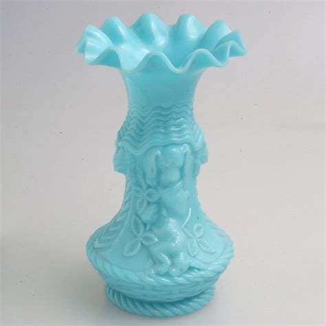 1091 Blue Milk Glass Vase Lot 1091