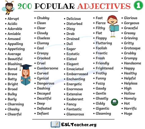 list  adjectives  popular adjectives  english list  adjectives adjectives english
