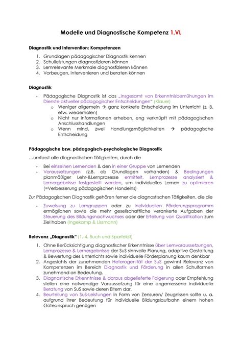 modelle und diagnostische kompetenz  vl modelle und diagnostische kompetenz  diagnostik und