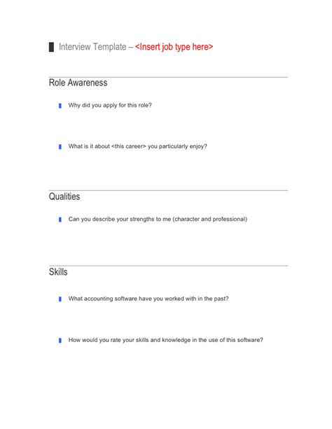 interview template  word   formats page