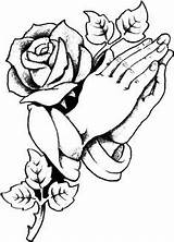 Hands Praying Coloring Cross Pages Drawing Rose Prayer Tattoo Roses Drawings Tattoos Crosses Hand Stencil Peace Rest Clipart Pencil Stencils sketch template