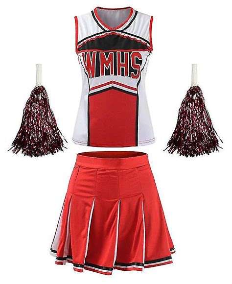 Red Blue Sexy Cheerleader Costume Halloween Cosplay Schoolgirl Uniform