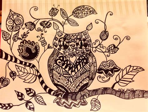 zentangle owl zentangle drawings zentangles zen doodle owl art
