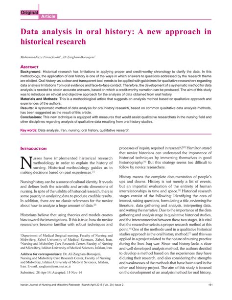data analysis  oral history   approach  historical research