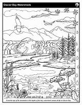 Coloring Sheets Pages Glacier Sheet National Park Bay Mountains Streams Service Template Getdrawings sketch template