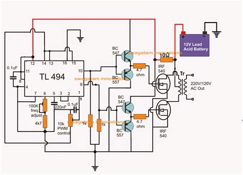 simplest pwm modified sine wave inverter circuit  ic tl
