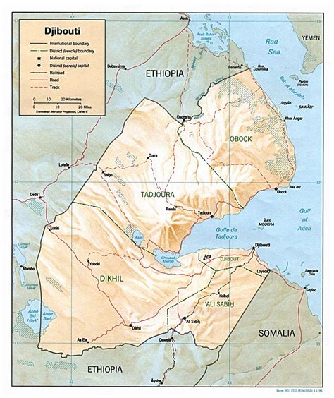 Detailed Political And Administrative Map Of Djibouti With Relief