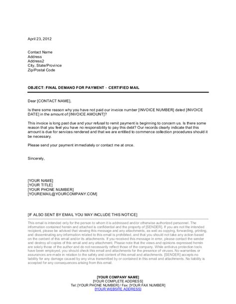 final demand letter template resume letter