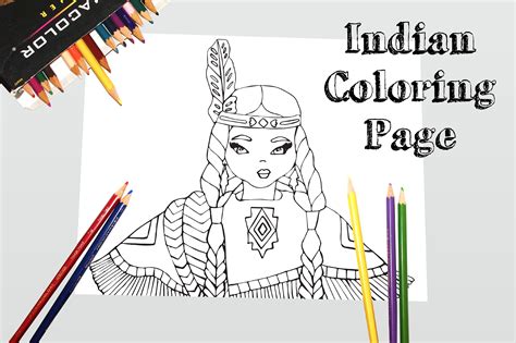 indian coloring page illustrations creative market