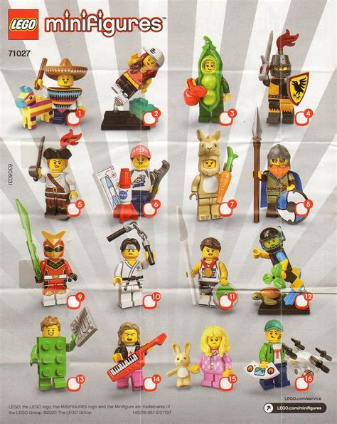 lego collectable minifigure series  tick sheetchecklistleaflet