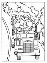Boomstammen Vrachtwagen Leukekleurplaten Vrachtauto één sketch template