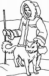 Inuit Coloring Husky Dog North sketch template