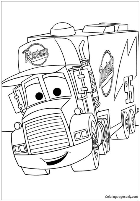 disney cars mack coloring page  coloring pages