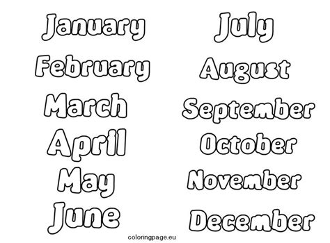 printable months   year coloring pages