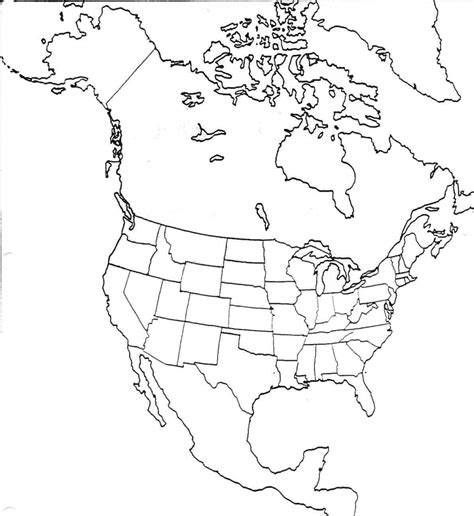 blank printable map  north america
